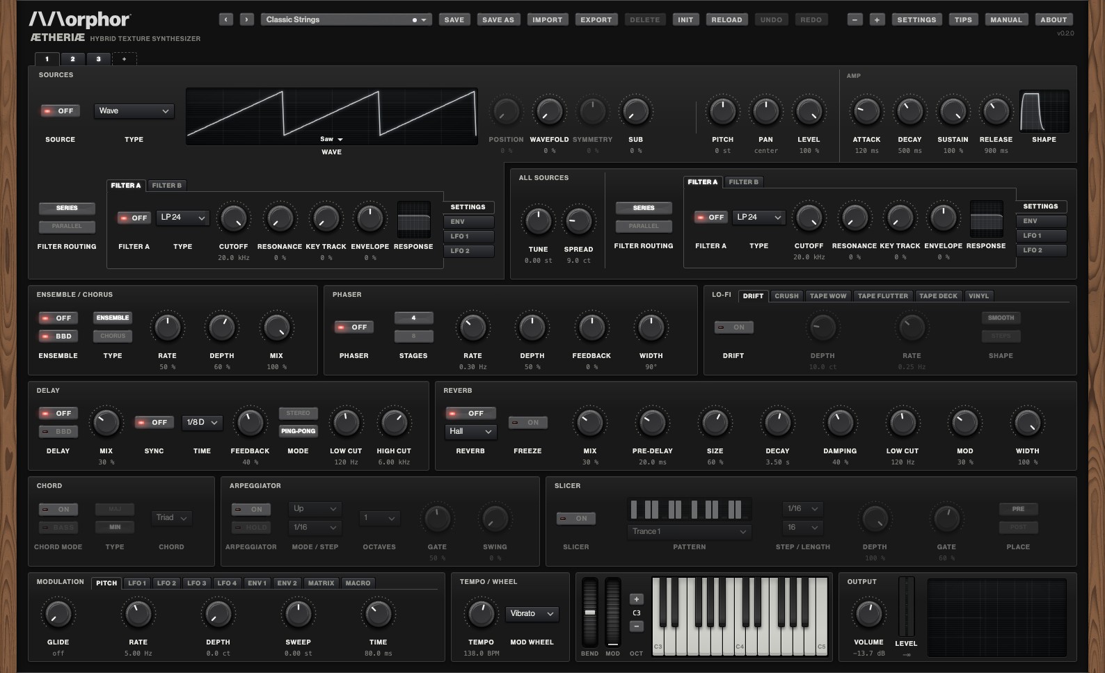 Dark, the 3D one: the instrument's own look, and this manual's