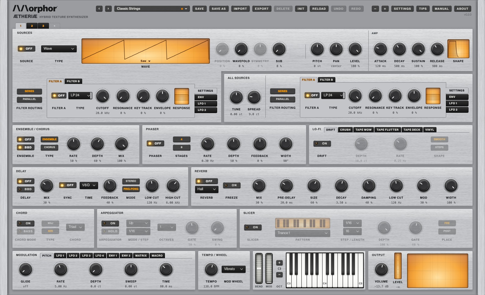 Silver Rack: brushed aluminium, rubber keys and an amber VU window